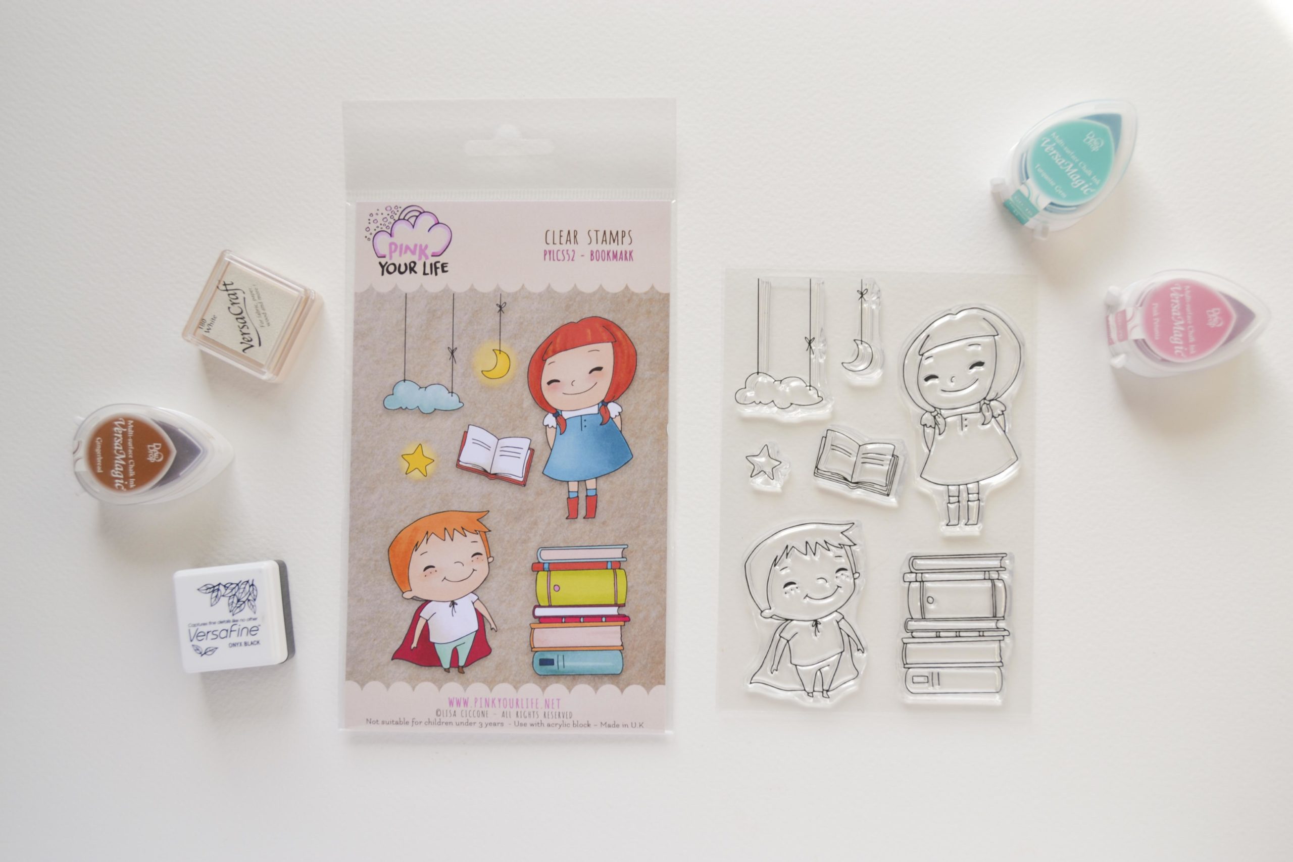 Set timbri in silicone tema Bimbi e libri