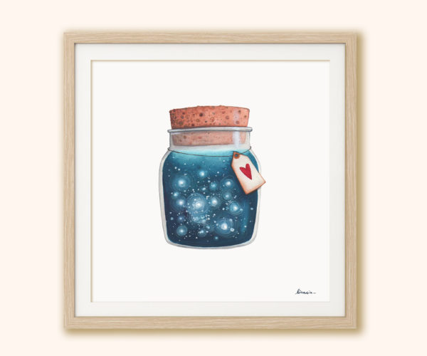 Illustrated print Dreams jar